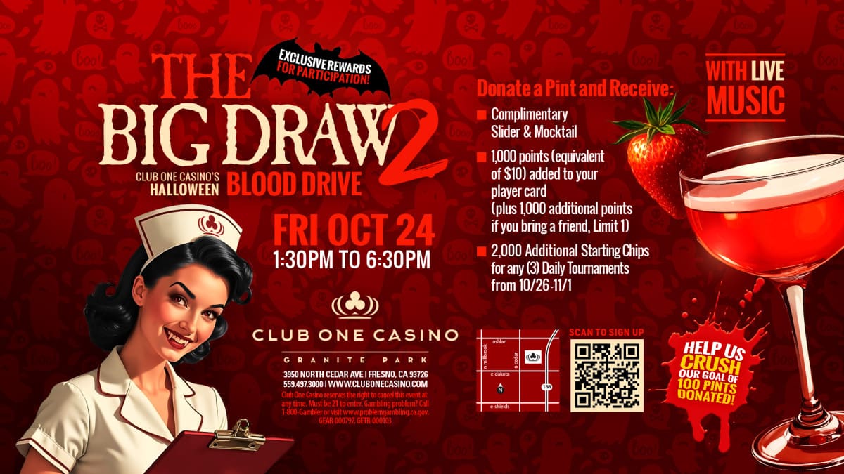 Fresno Halloween Blood Drive 2025 – The Big Draw 2 at Club One Casino