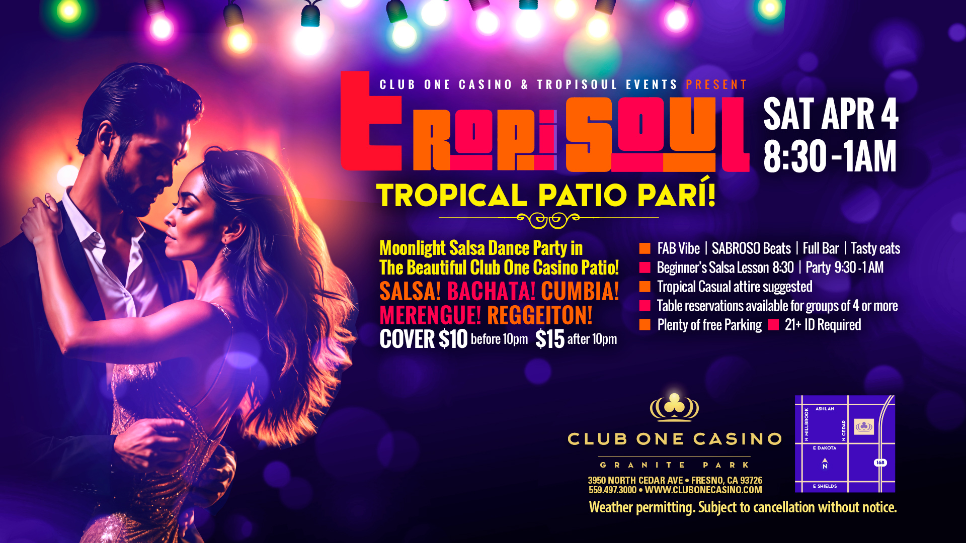 Latin dance couple salsa night Fresno event